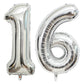 40 Inch Silver 16 Number Balloons Giant 16 Or 61 Balloons Silver Birthday 16 Balloons 16Th Birthday Anniversary Party Decoration