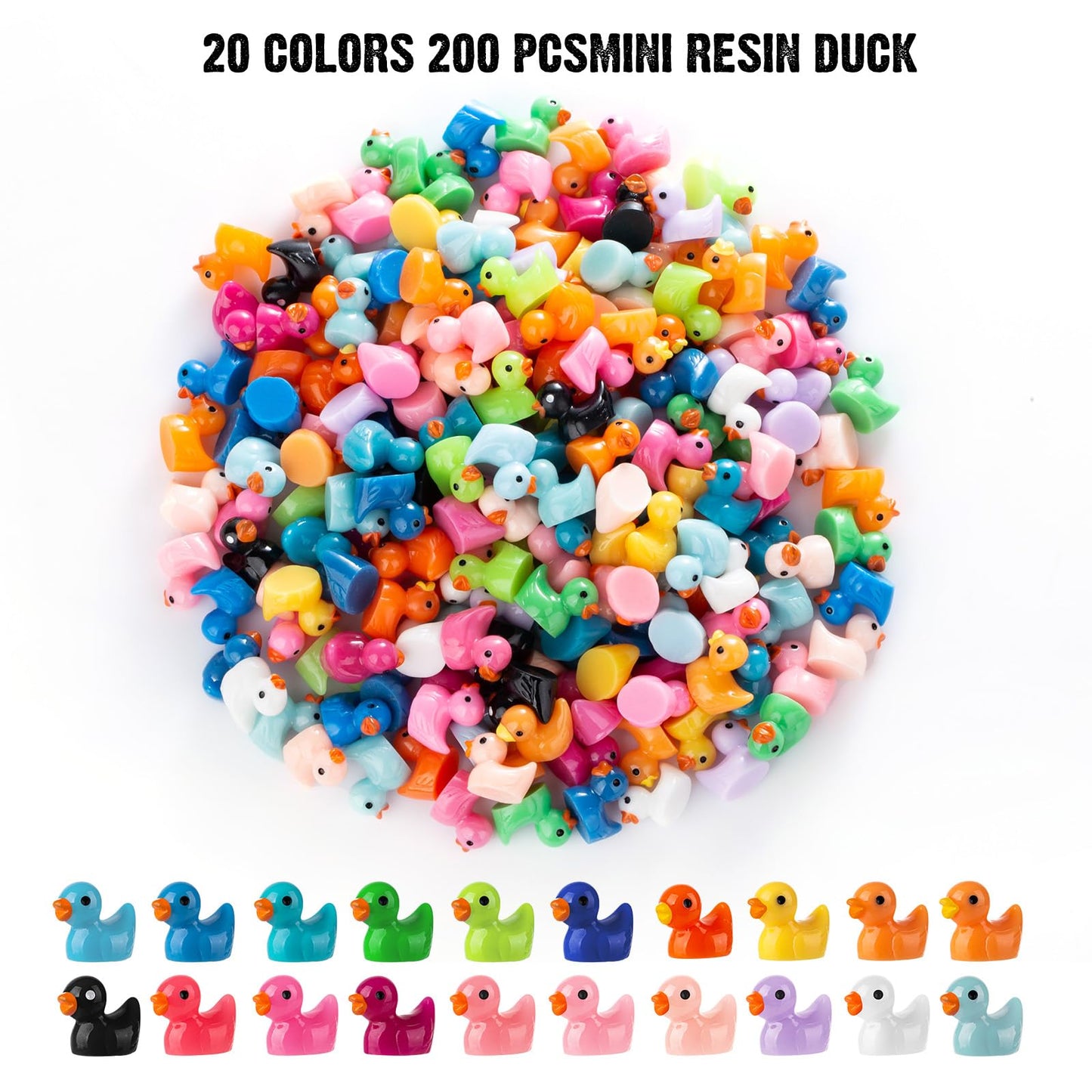 200PCS Mini Resin Ducks Tiny Garden Micro Landscape Ornament Dollhouse DIY Decor Toys Aquarium Party Prank Christmas Birthday Cr
