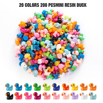 200PCS Mini Resin Ducks Tiny Garden Micro Landscape Ornament Dollhouse DIY Decor Toys Aquarium Party Prank Christmas Birthday Cr