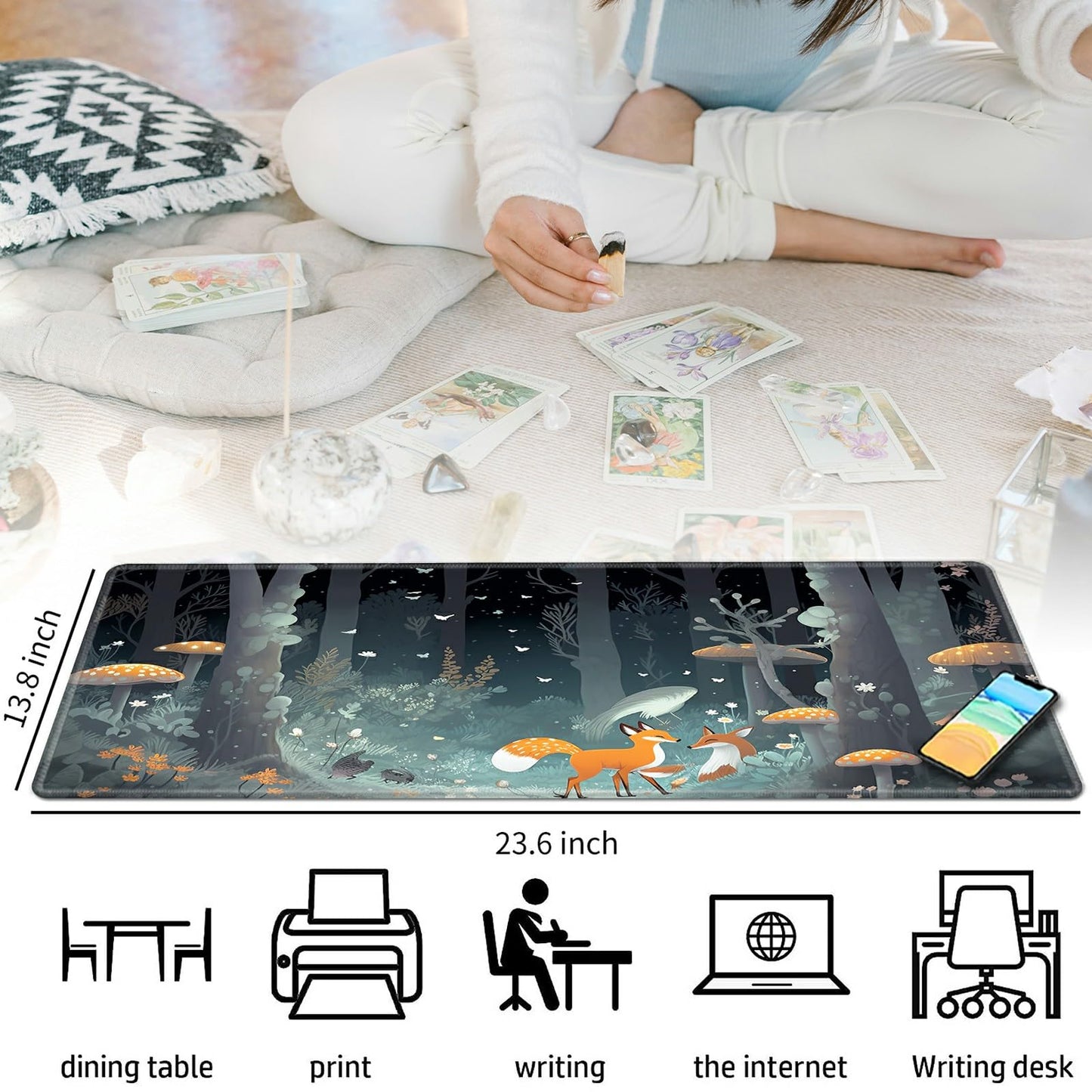 Foxes Mushrooms For Mtg & Tcg Playmat Mouse Pad,Bfdhgqzc 24'' X 14'' Game Mat For Mtg/Rpg/Ccg Trading Card Game Playmats Table M