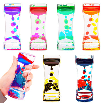 SUNPROUND Liquid Motion Bubbler Sensory Toys, 6 Pack Liquid Timer Desktop Colorful Hourglass Liquid Bubbler, Small Calming Relax