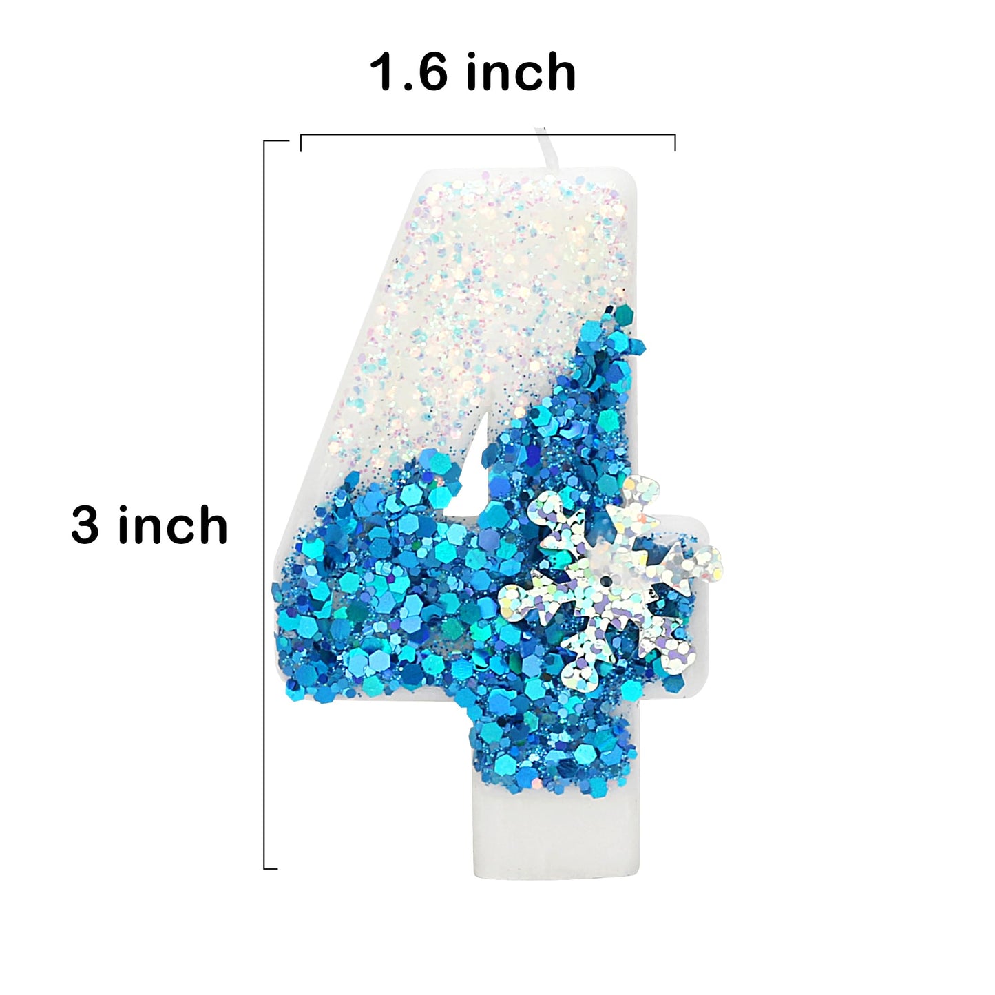 Snow Themed Birthday Candles, 14th Birthday Candle for Party Supplies, Winter Birthday Party Supplies, 2.76 inch Number 14 Candl