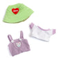 17cm Doll Clothes - Kawaii Chic Style Set for 17cm Dolls  Cute Doll Outfit with Accessories - Puprle Bear Romper + Purple Shirt + Heart Shaped Green Hat (NO Doll)