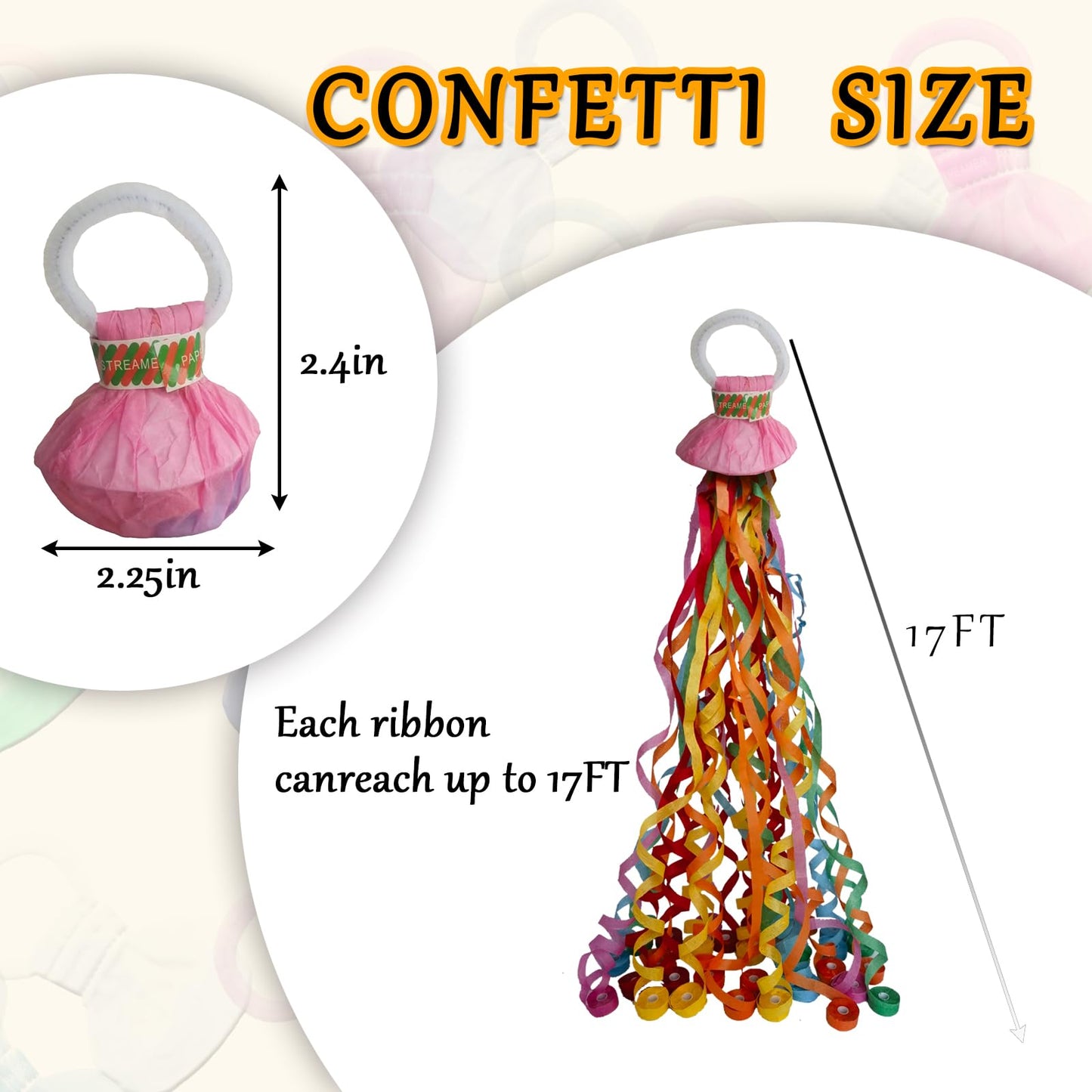 100 Pack Streamer Poppers, 6 Color Mix No Mess Confetti Poppers,Party Poppers No Mess Streamers Easy to Clean Handheld Streamer