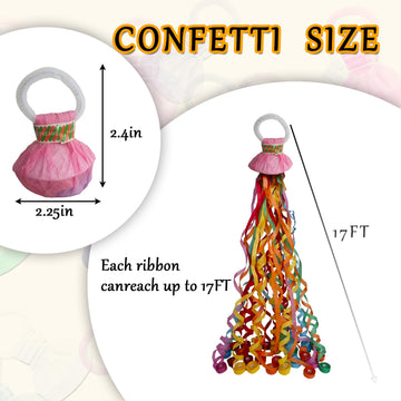 12 Pack Streamer Poppers, 6 Color Mix No Mess Confetti Poppers,Party Poppers No Mess Streamers Easy to Clean Handheld Streamer C