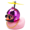 Wonuu Pink Duck Car Dashboard Decorations Rubber Duck Car Ornaments Cool Duck With Propeller Helmet Sunglasses Gold Chain (Gorgeous Rose)