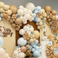 Dusty Blue White Balloon Garland, Double Stuffed Pastel Light Blue Brown Tan Balloon With White Sand Beige Cream Balloon Arch Ki