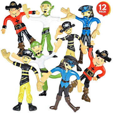 ArtCreativity Bendable Pirate Figures - Set of 12 Flexible Pirate Toy Figures for Kids, Fun Party Favors & Goody Bag Stuffers, S