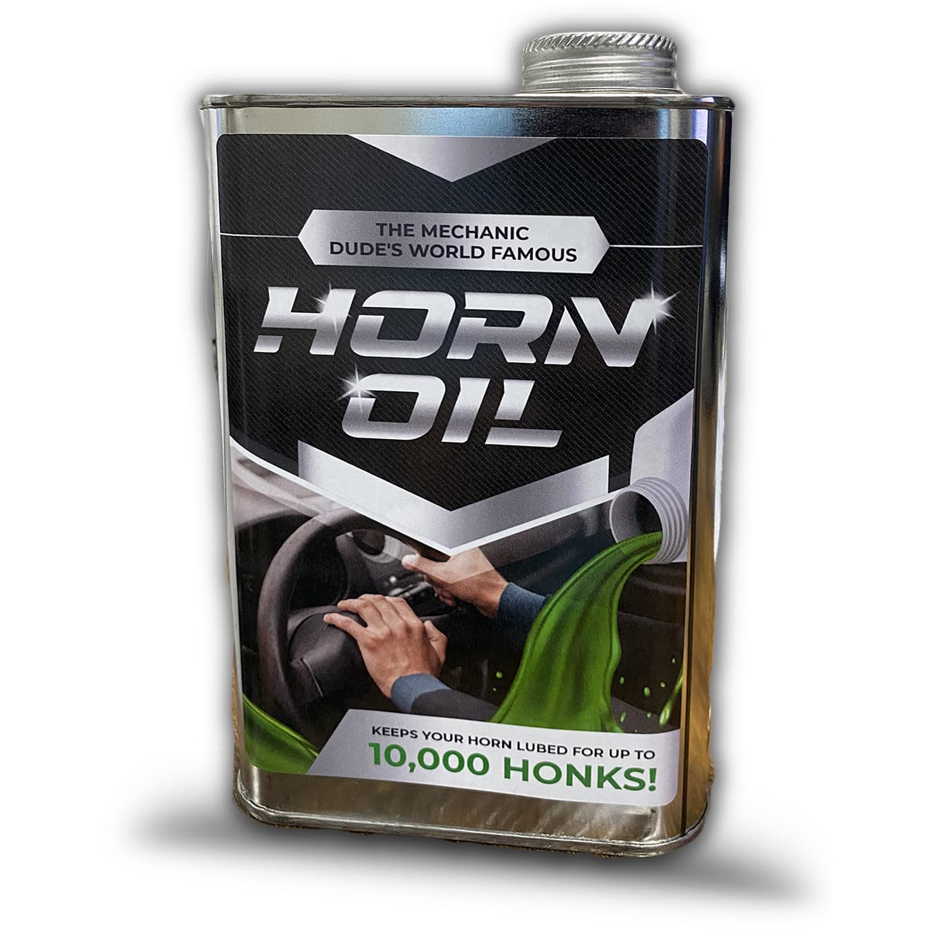 Horn Oil Gag Gift - Empty 32Oz Steel Tin - Funny Car Prank - Pranks And Gags For Adults - Have Your Friends Or Family Checking T