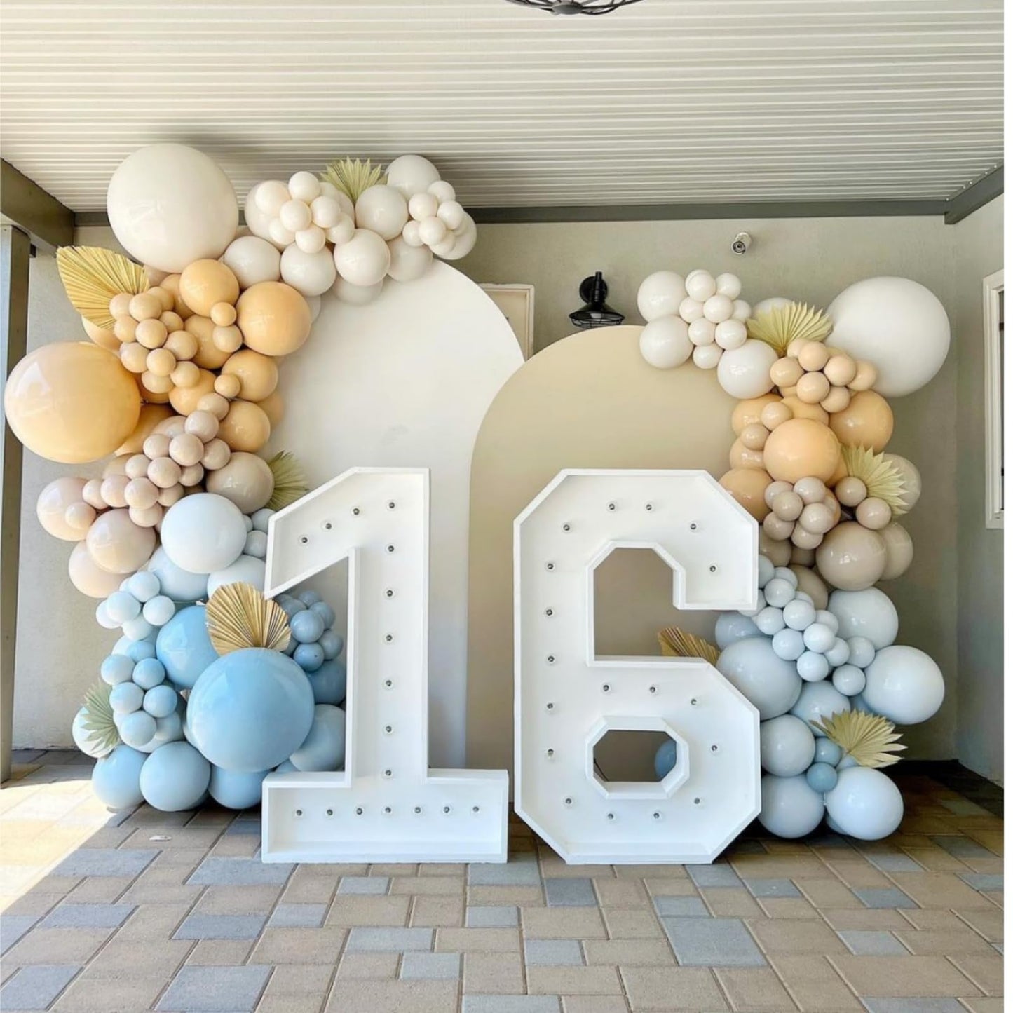 Blue Balloon Arch Kit Dusty Blue Balloon Garland With Double Stuffed Dusty Blue,Pastel Blue, Apricot,White Sand,Grey Balloons Pe