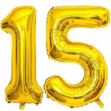 40 Inch Gold 15 Number Balloons Giant 15 Or 51 Balloons Gold Birthday 15 Balloons 15Th Birthday Anniversary Party Decorations Su