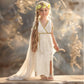 Uqje 6Pcs Kids Greek Toga Costume Set Halloween Cosplay Roman Goddess Grecian Outfit For Children White