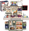 GIPTOC Kids Pretend Play Kitchen Set, Toys with Realistic Sound & Light, Cooking Stove, Sink, Play Food and Accessories, Pretend