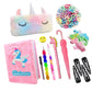 Krisus 12Pcs Unicorn Stationery Set For Girls, A6 Size Fur Diary, Fur Pouch 2 Pen, 2 Pencil Eraser, Paper Soap, Eraser, 20 Rubbe