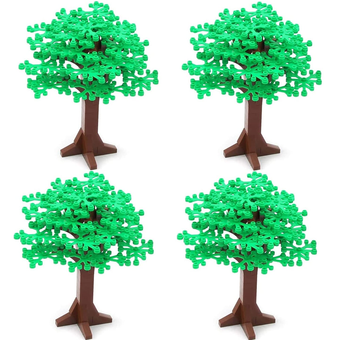 4Pcs Large Trees City Building Block Compatible With Major Brand - Classic Bricks Pieces And Parts Toy Set 6.7Inch Height Botanical Forest Garden Plant Accessories