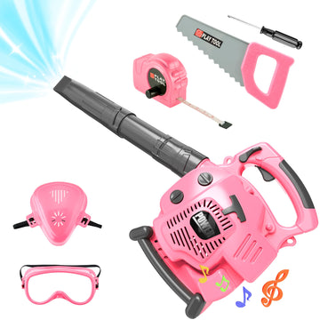 Toy Choi'S Leaf Blower Toy Tool Pretend Play Series,Pink Outside Construction Toddler Toys With Saw,Outdoor Preschool Gardening Kids Tool Set Gift For 2 3 4 5 6 Boys And Girls