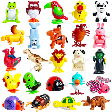 Baaxxango 24 Pcs Wind Up Toys Assorted Animals Bulk Flipping Walking Jumping Clockwork Toy,Wind Up Animal Party Favors Toy For B