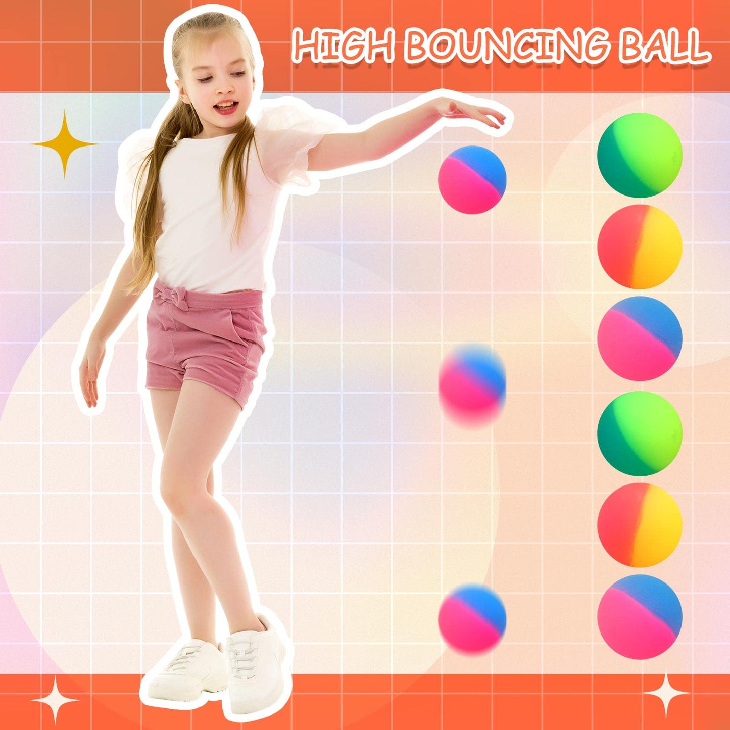 Jenaai 300 Pcs Bouncy Balls for Kids, 45 mm/1.77 inch Colorful Large Rubber Balls Bulk for Birthday Party Favors Classroom Carni