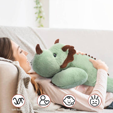 Niuniu Daddy Large 5lb Weighted Plush Dinosaur Toy - Fluffy Fur Stuffed Animal, Perfect for Valentine's and Birthday Gifts, Set-dino