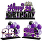 Lingteer Happy 26Th Birthday Purple Acrylic Table Topper Centerpieces Set - Cheers To 26 Years Old Birthday 26Th Bday Party Gift Decorations.