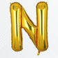 Flyloons Gold Alphabet Letter Foil Balloons for Name N Birthday Decoration Items, Anniversary, Baby Shower, Bachelorette, Weddin