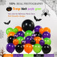 Halloween Balloon Garland Arch Kit, 133pcs Orange and Black with Spider Web Bat Ghost Pumpkin Eyes, Long Balloons for Halloween