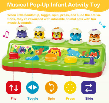 Baby Toys 6 To 12 Months, Musical Pop-Up Cause And Effect Toys With Light & Music For 12-18 Months, Learning Educational Infant Toys For Toddler Boy Girl 7 8 9 10 11 Month 1-2 Year Old Gift