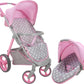 509 Crew: Cotton Candy Pink: Doll Travel System - Pink, Grey, Polka Dot -For Dolls Up To 18', Foldable, Retractable Canopy, Kids Pretend Play, Ages 3+