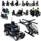Koowants SWAT Set with 12 SWAT Officers  2 Mounted Police with Horse - 1 Helicopter  1 protective coveringed SWAT SUV Vehicle and 2 Motorcycle Safe & Durable ABS - Great Gift for Kids  Boys  and Collectors