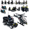 Koowants SWAT Set with 12 SWAT Officers  2 Mounted Police with Horse - 1 Helicopter  1 protective coveringed SWAT SUV Vehicle and 2 Motorcycle Safe & Durable ABS - Great Gift for Kids  Boys  and Collectors