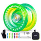 MAGICYOYO K1 Responsive Yoyo for Kids Beginners  Finger Spin Yoyo Tricks  Plastic Yoyo for mature-themed with Unresponsive Yoyo Bearing + Axle + Yoyo Glove+ Square Yoyo Case+ 12 Yoyo Strings (Green Yellow)