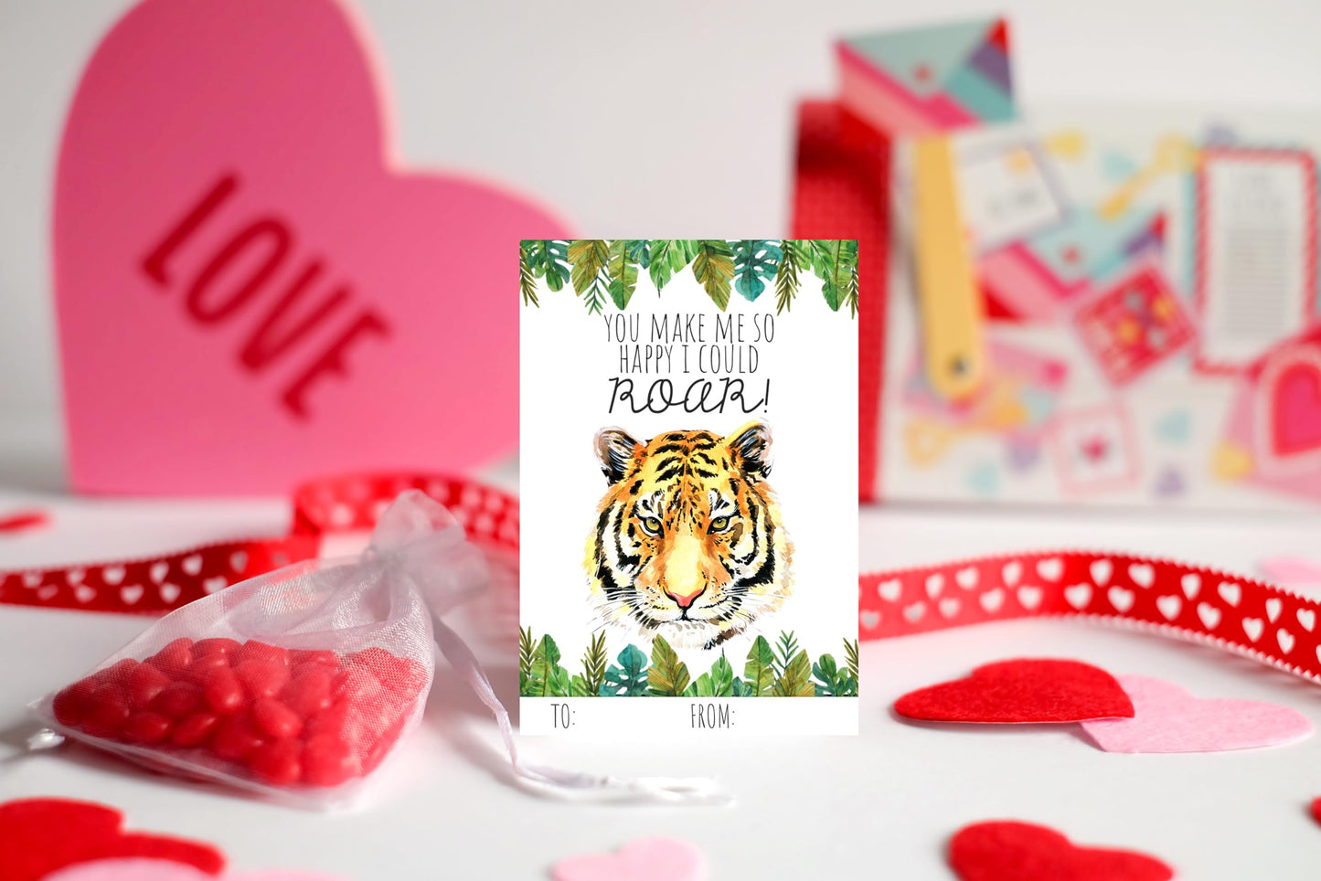 Silly Goose Gifts Wild Jungle Cat Themed Valentines Day Card For Kids School Classroom Exchange (Set Of 24) Tiger Lion Leopard C