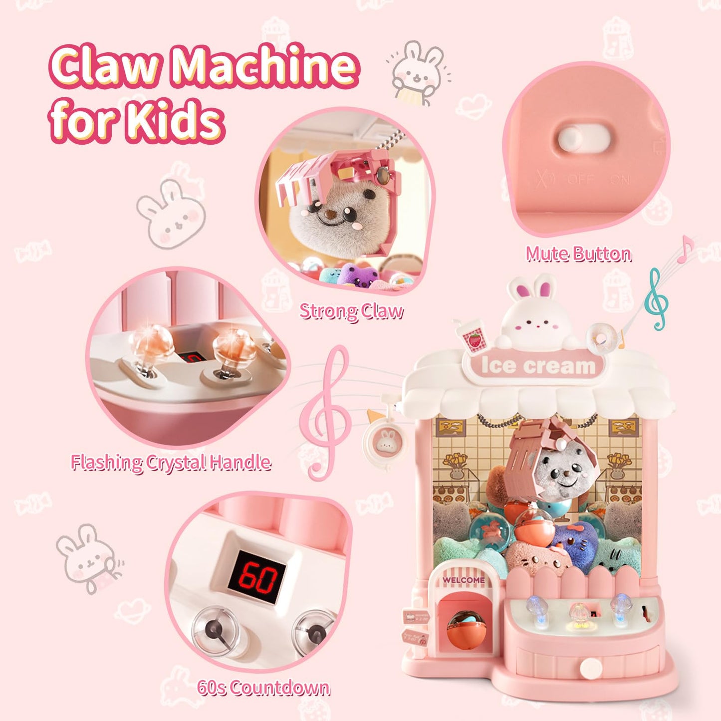 Lawnidyll Large Claw Machine For Kids & Adults, Mini Vending Machine With Fun Toys, Candy Dispenser Machine, Arcade Games Prize