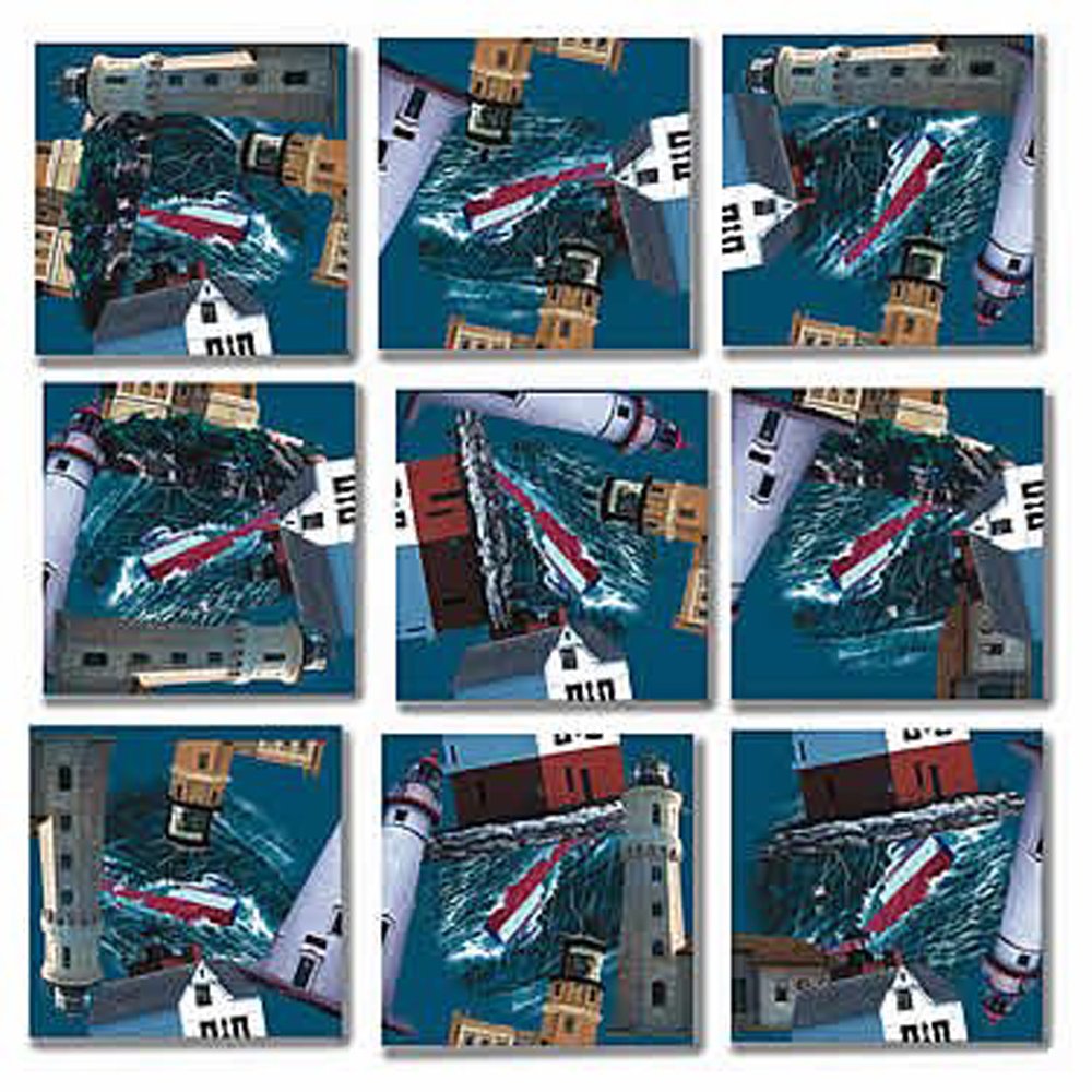 B Dazzle Great Lakes Light Scramble Squares 9 Piece Puzzle