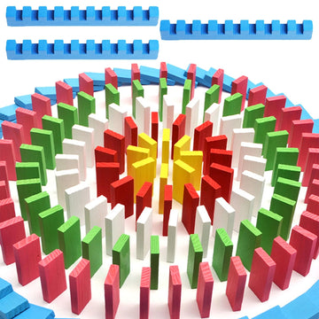 Mortime 1080 Pcs Wooden Dominoes Set, 10 Colors Building Blocks Bulk Dominoes With 3 Spacer, Colorful Wood Racing Tile Games For Kids And Adults