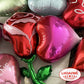12 Pcs 18 Inch Red Heart Balloons Red Flower Rose Balloons Red Valentines Day Decorations For Valentines Day Bridal Shower Weddi