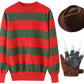 Eforpretty Halloween Costume For Kids Boys Freddy Krueger Knitted Sweater Jumper With Leather Glove Set,11-12 Years