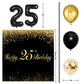 LINGPAR Happy 25th Birthday Balloons Black Set - Latex 25" Garland Banner Decorations for Men and Women
