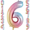 Rainbow Gradient Number 6 Balloon, 40 Inch Big Large Foil Number Balloons, Jumbo Mylar Number 6 Balloons For 6 Year Old Birthday