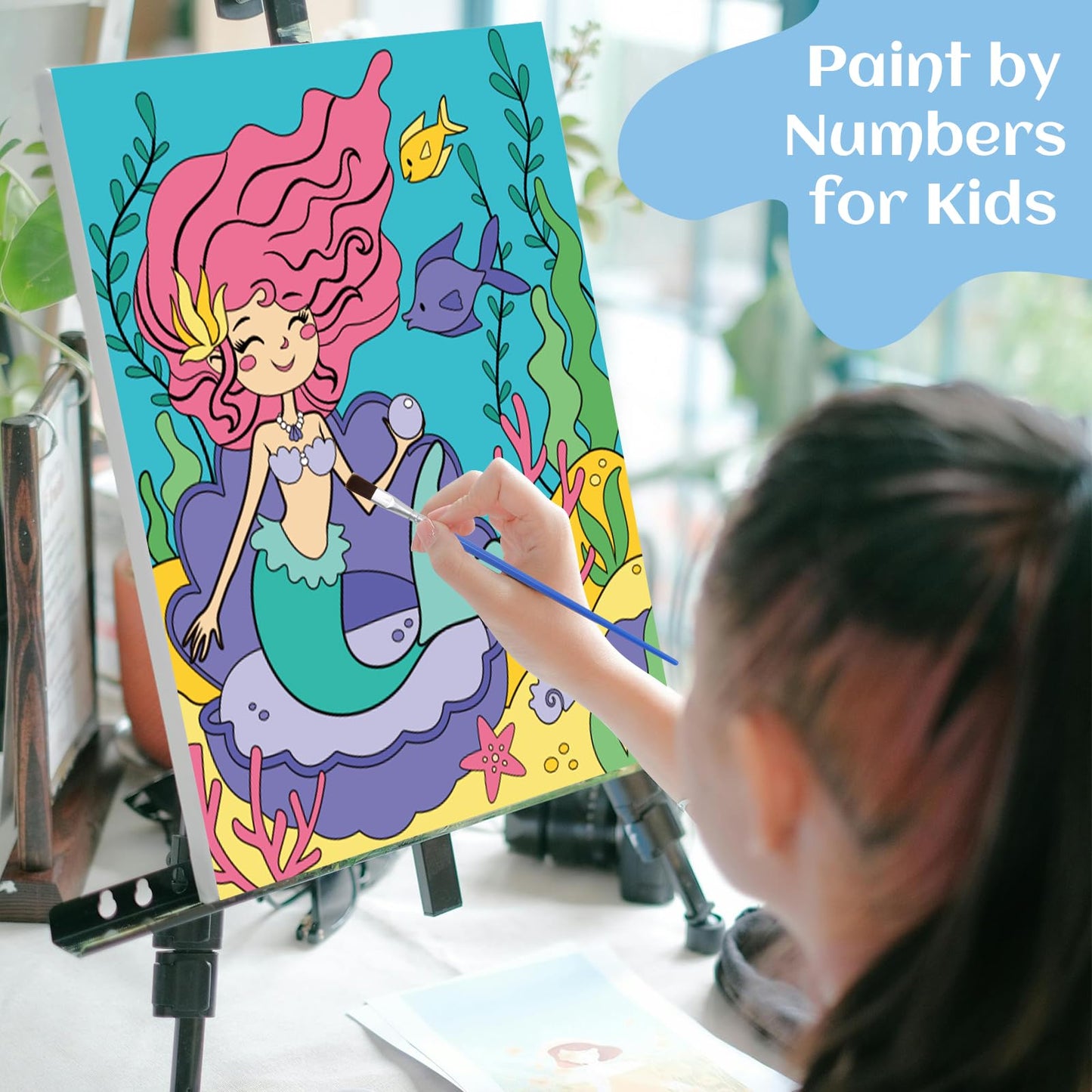 3 Pack Creative Kids Paint By Numbers Kit Canva Paint For Kids Includes 8X10 Inch Framed Canvas With 19 Acrylic Paints, 5 Brushe