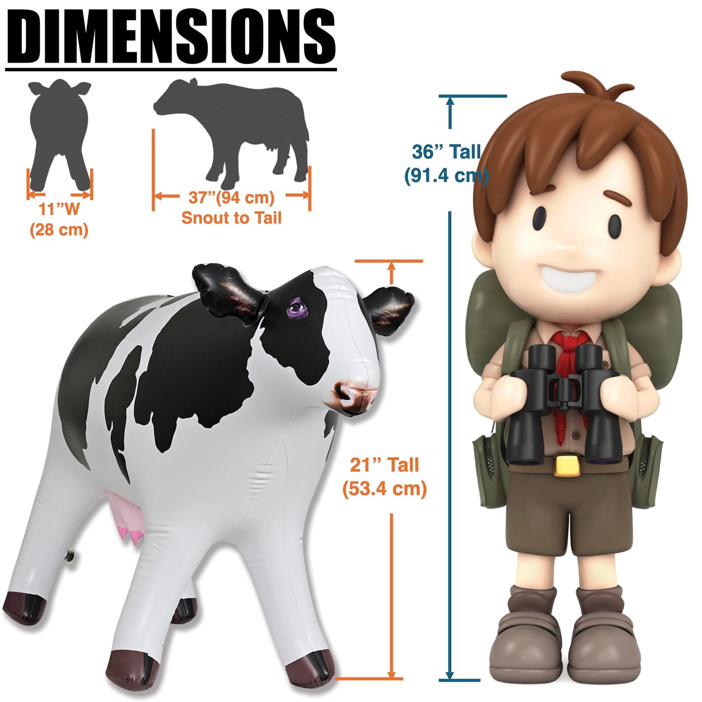 Jet Creations Inflatable Cow Toy, 37" Milk White Phthalate-Free Vinyl, AN-COW, Ideal for Parties, Pool, and Decorations