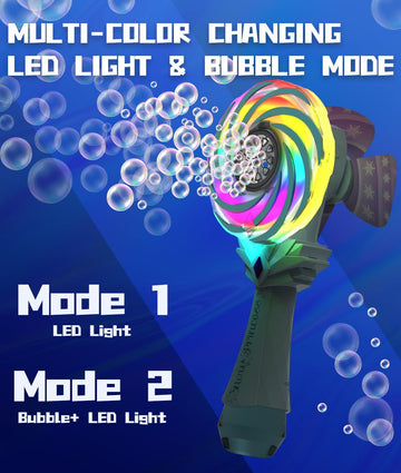 Bubble Wand - Rechargeable Bubble Machine for Kids with Color-Changing Lights & Windmill Lollipop Design - Gifts Toys Ages 3+ fo