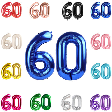 60 Balloon Number, Metallic Blue Number 60Th Birthday Balloons 40 Inch, 60 Years Old Metallic Blue Birthday Decorations For Men