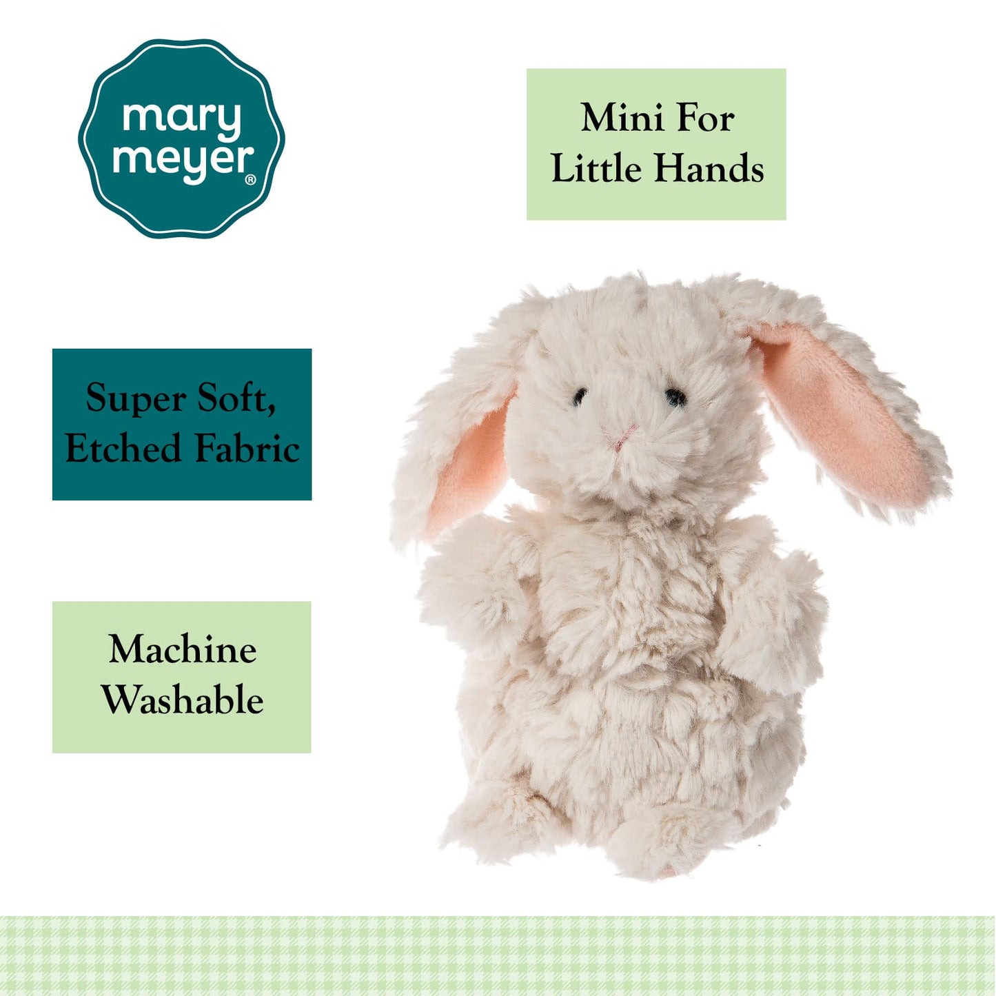 Mary Meyer Puttling Bunny Stuffed Animal, 6" Soft Toy, Silicone, Bunny, Model 53500