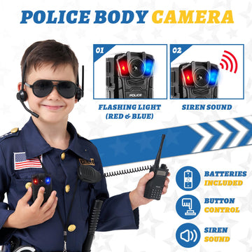 Mgparty Police Officer Costume For Kids Halloween Police Cosplay Accessories For Boys Girls Halloween Dress Up Party
