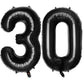 Paticool 30 Number Balloon Black,40 Inch Large 30 Number Foil Mylar Balloons For 30Th Birthday Party Celebration Decorations Sup
