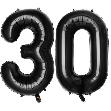 Paticool 30 Number Balloon Black,40 Inch Large 30 Number Foil Mylar Balloons For 30Th Birthday Party Celebration Decorations Sup