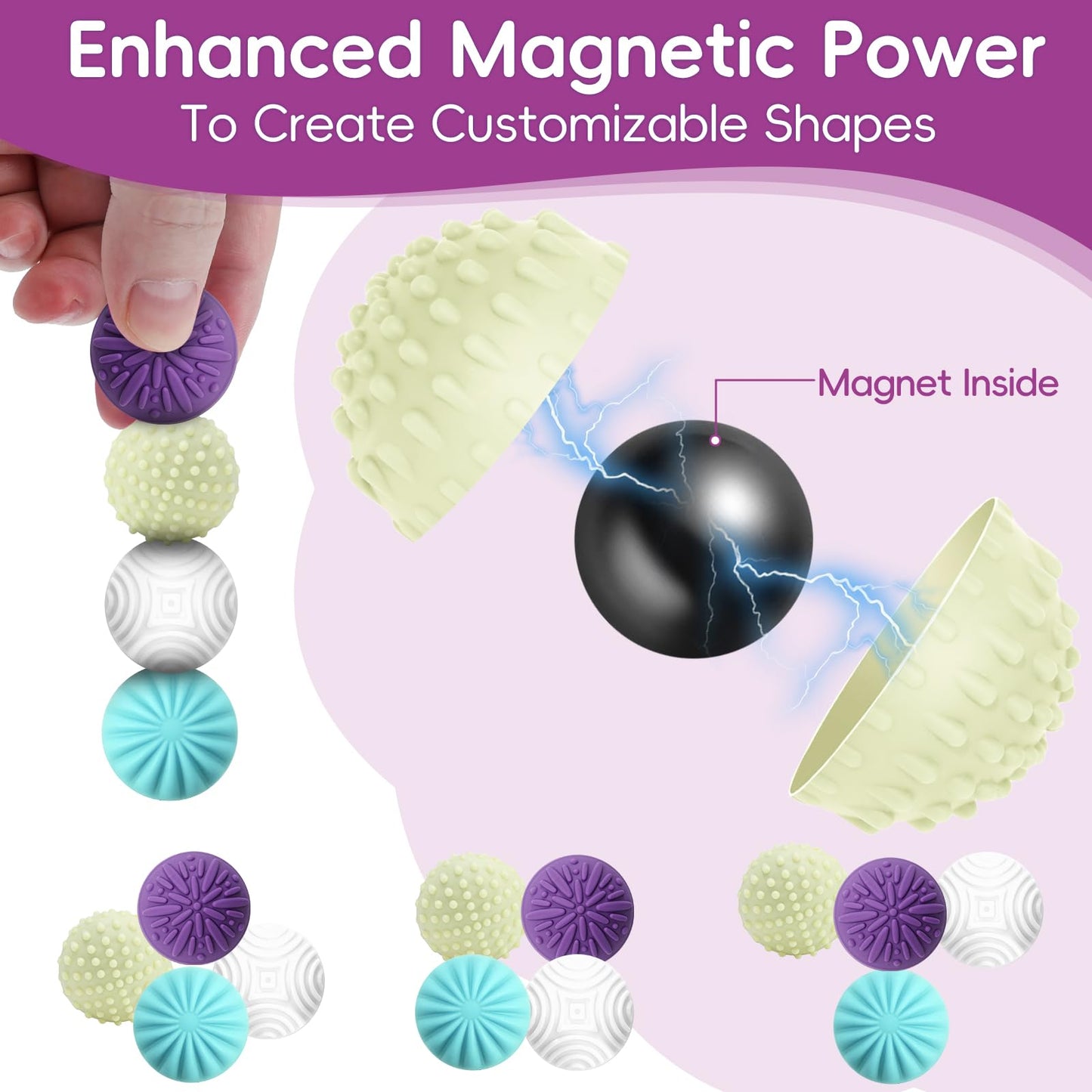 4 PCS Silicone Magnetic Balls Fidget Toys for mature-themeds & Teens Stress Relief Sensory Toys for Autism ADHD Anxiety Fun Textures Gadgets Office Desk Toy Stocking Stuffers for Women Men Teen Gift