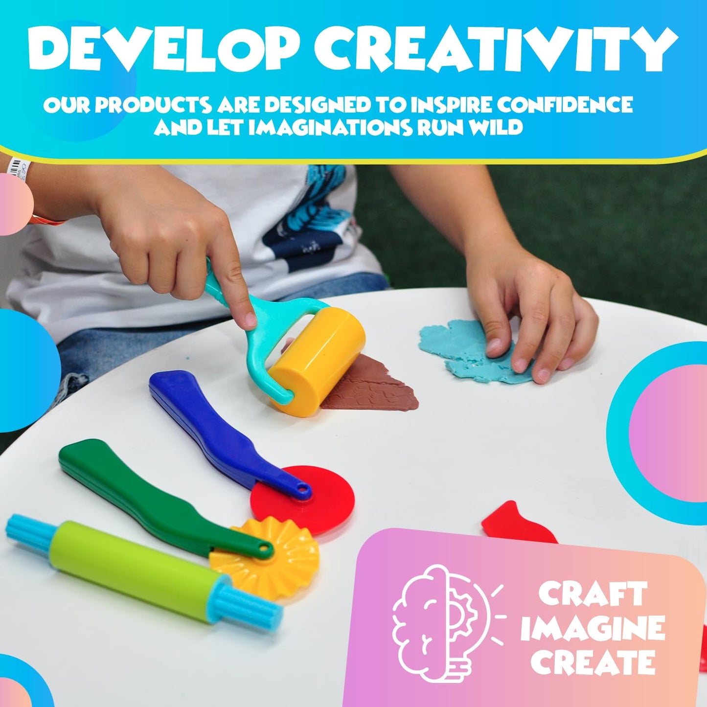 DIMROM Clay and Play Dough Tools Set, 6 Pieces, Plastic, Ages 3+, Model MC-706