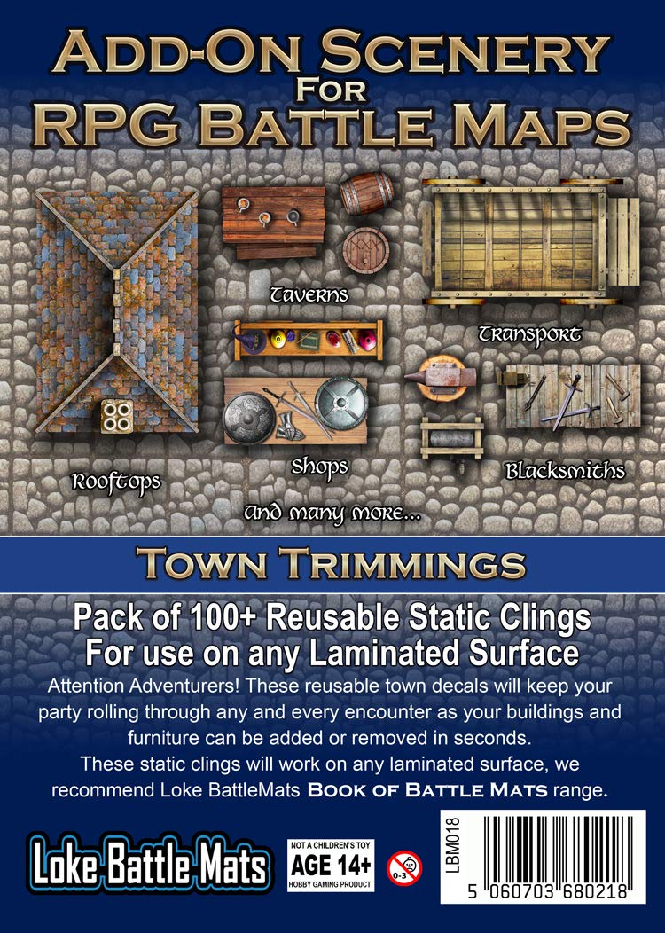 Loke BattleMats Loke Add-On Scenery - Town Trimmings, Multicolored Cardboard, One Size, Model 018LBM
